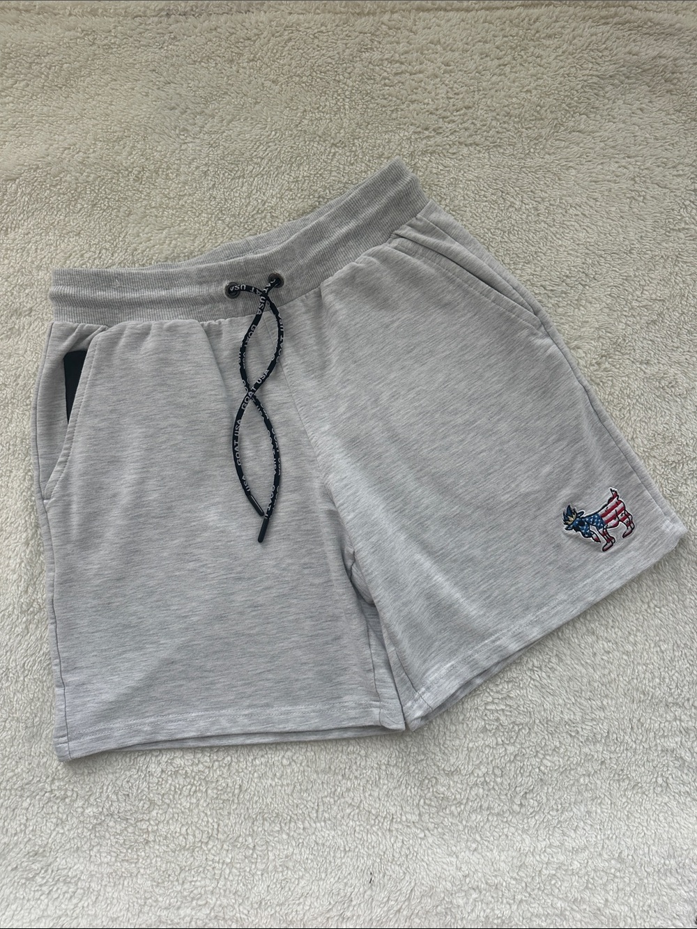 GOAT USA Sweat Shorts Men M Grey Embroidered Logo Athletic Athleisure Loingewear
